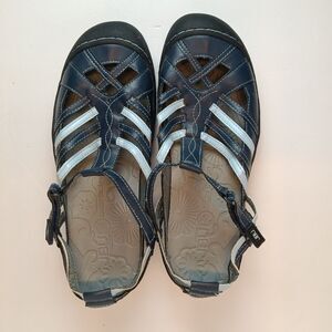 JBU Jambu™ Designs Womens 9W T Strap Blue Sandals